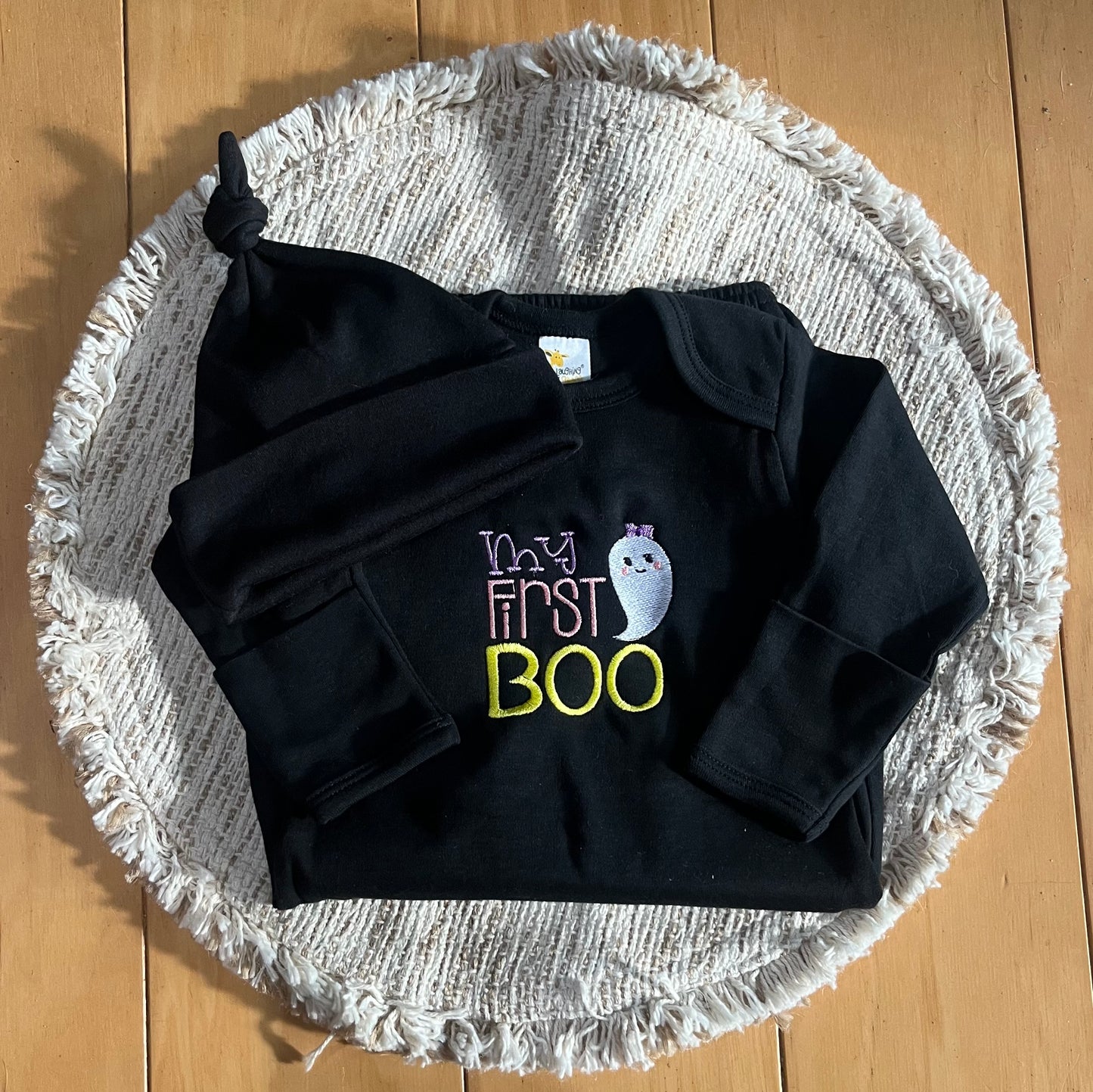 My First Boo Layette and cap set