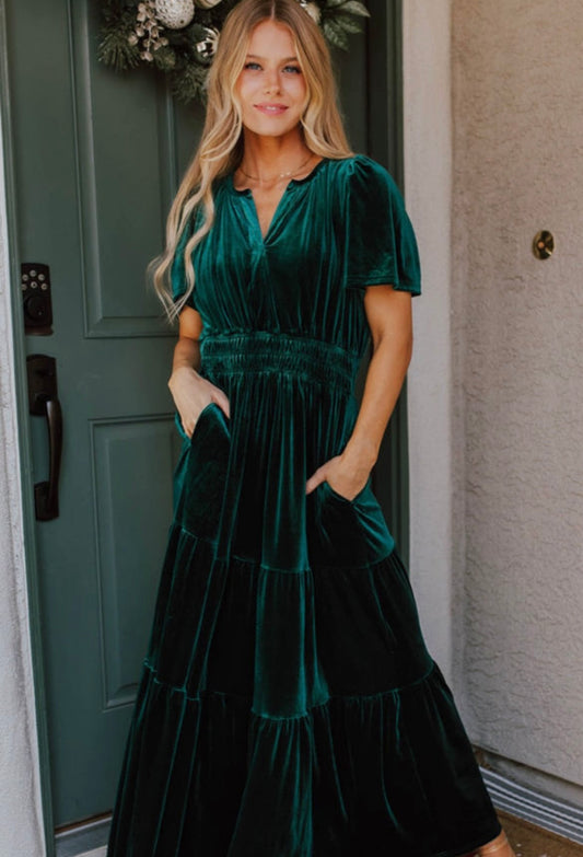 Christmas Memories Velvet Maxi Dress