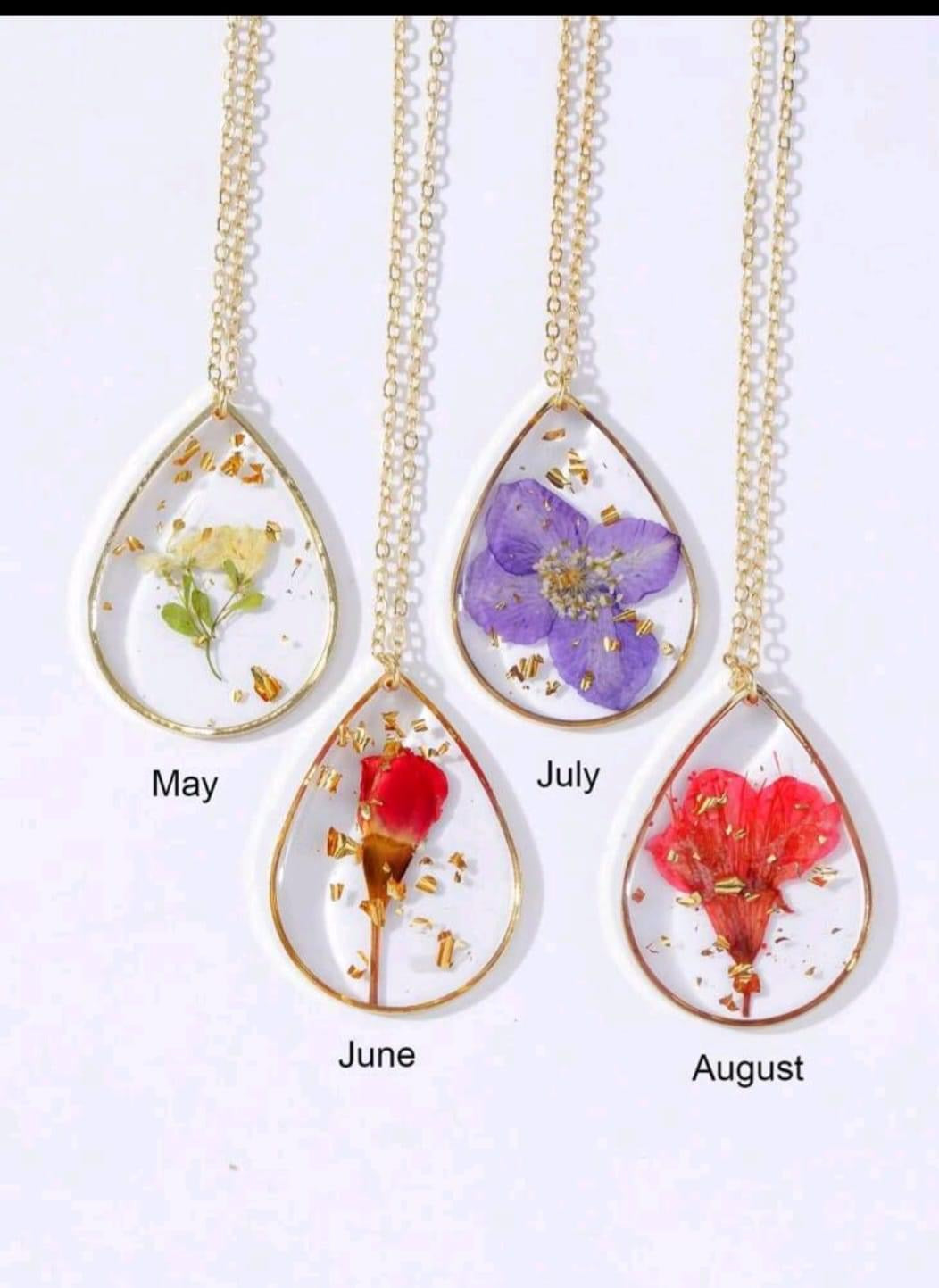 Birthstone flower necklace