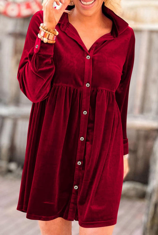 Cranberry Red Velvet Dress