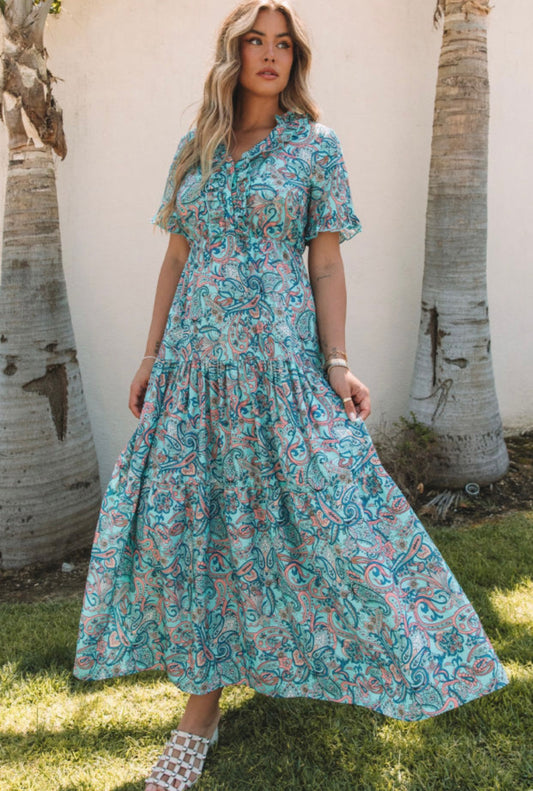 Reagan Paisley Print Maxi Dress