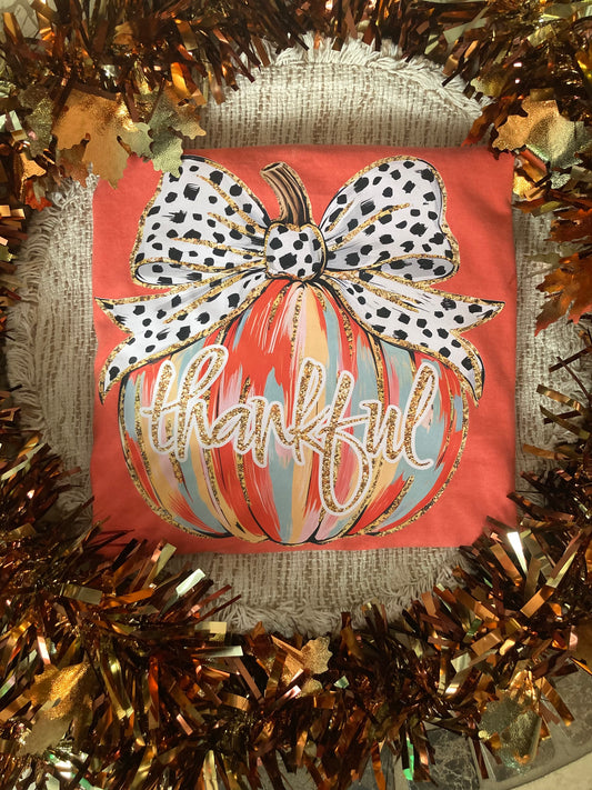 Colorful thankful pumpkin tee