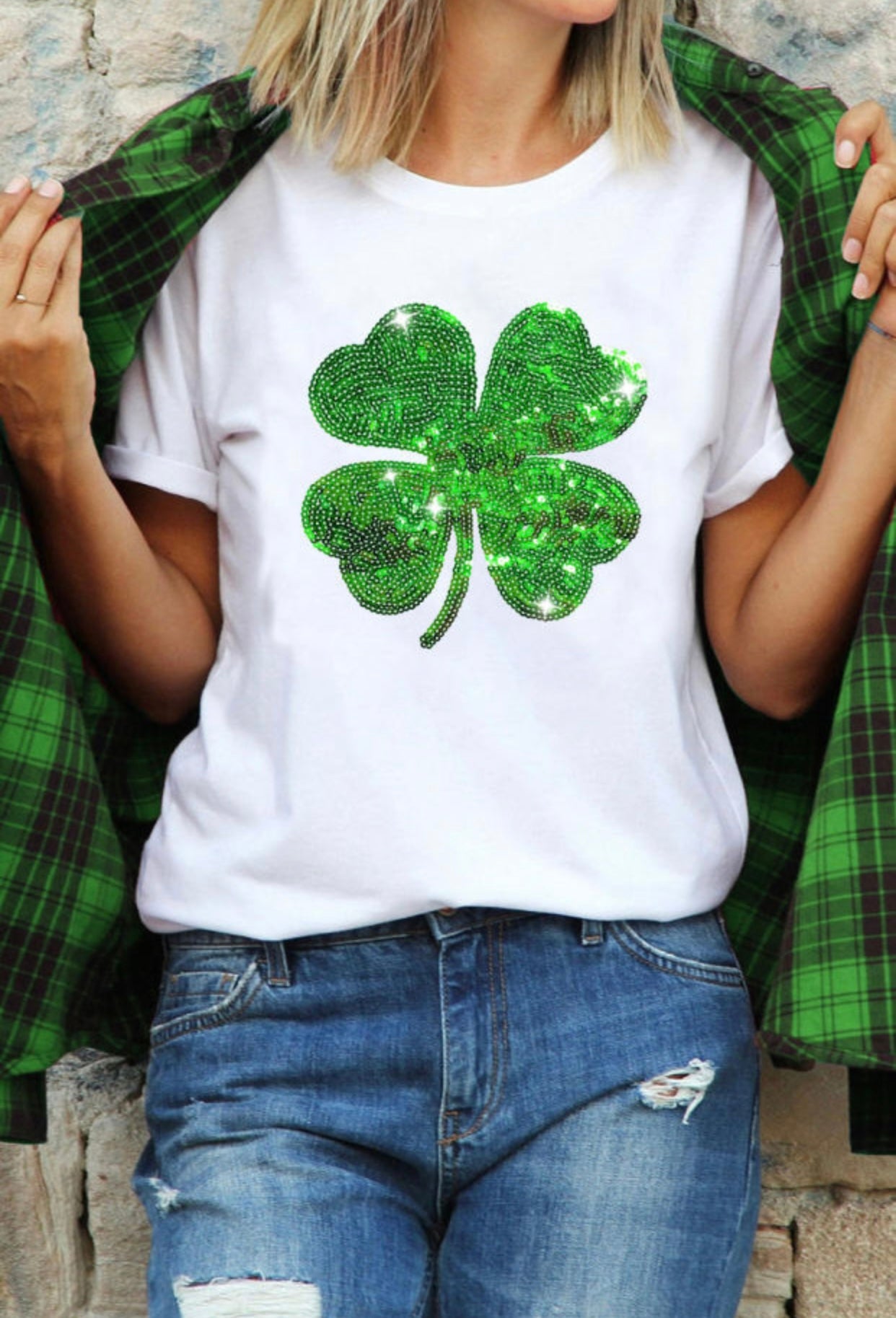 Sequin Shamrock Tee