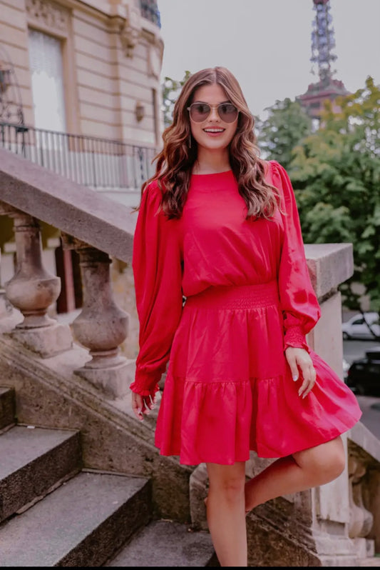 Crimson Smocked Dress