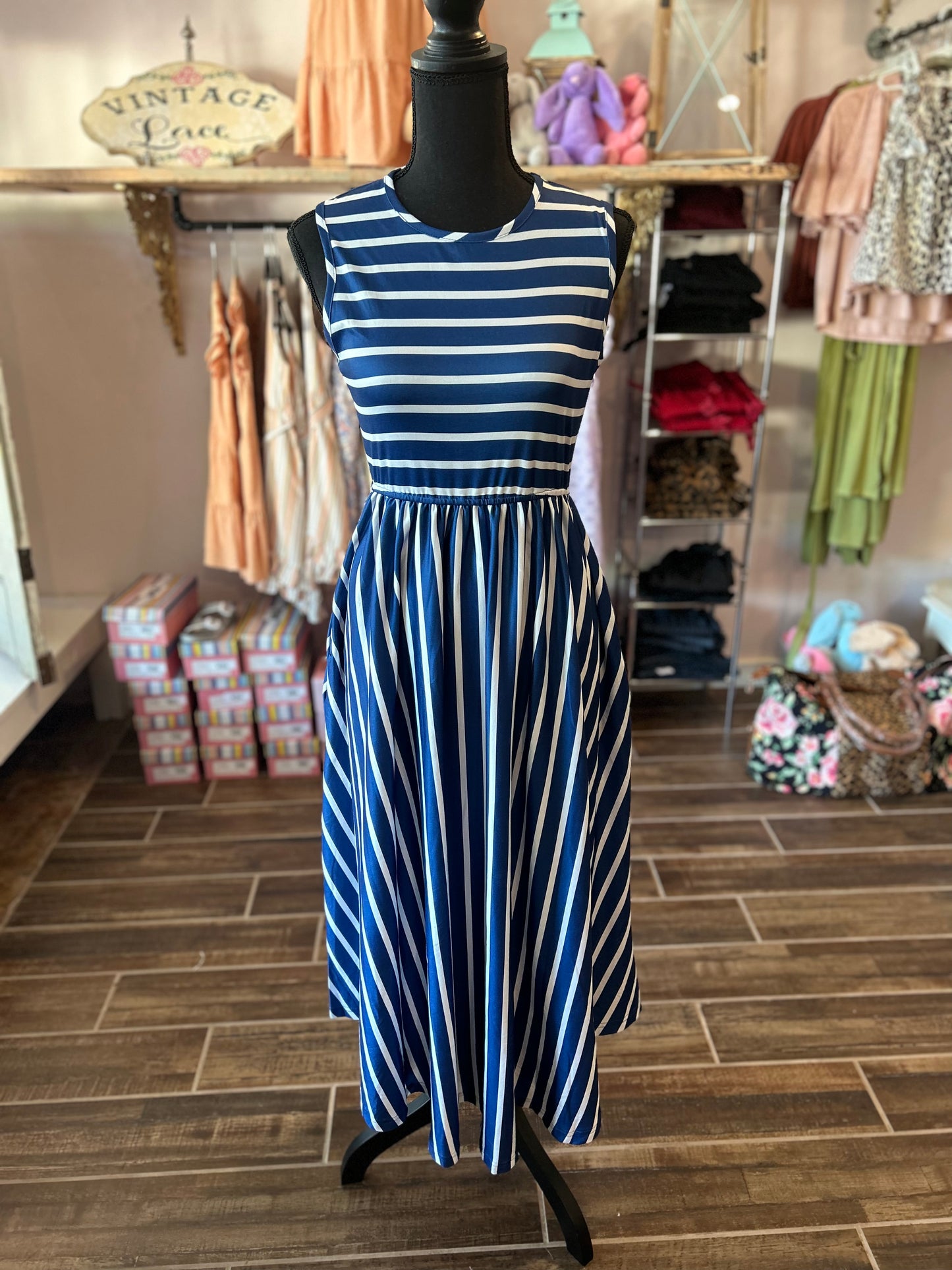 Navy Stripe Tank Dress